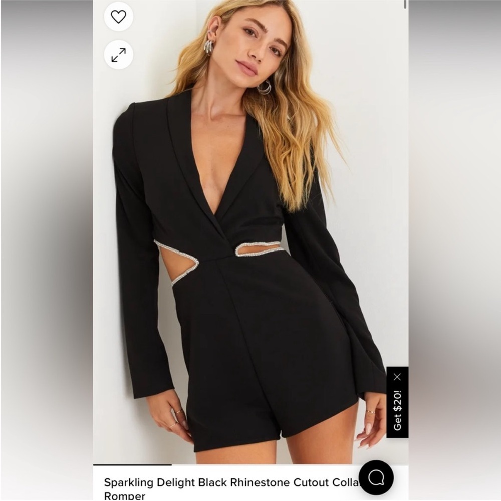 Lulu's Elegant Black Mini Romper Dress with Silver Detailing